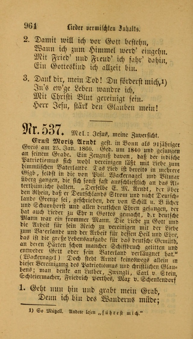 Deutsches Gesangbuch: eine auswahl geistlicher Lieder aus allen Zeiten der Christlichen Kirche für kirchliche und häusliche Gebrauch (Neue, verb. und verm. Aufl) page 966