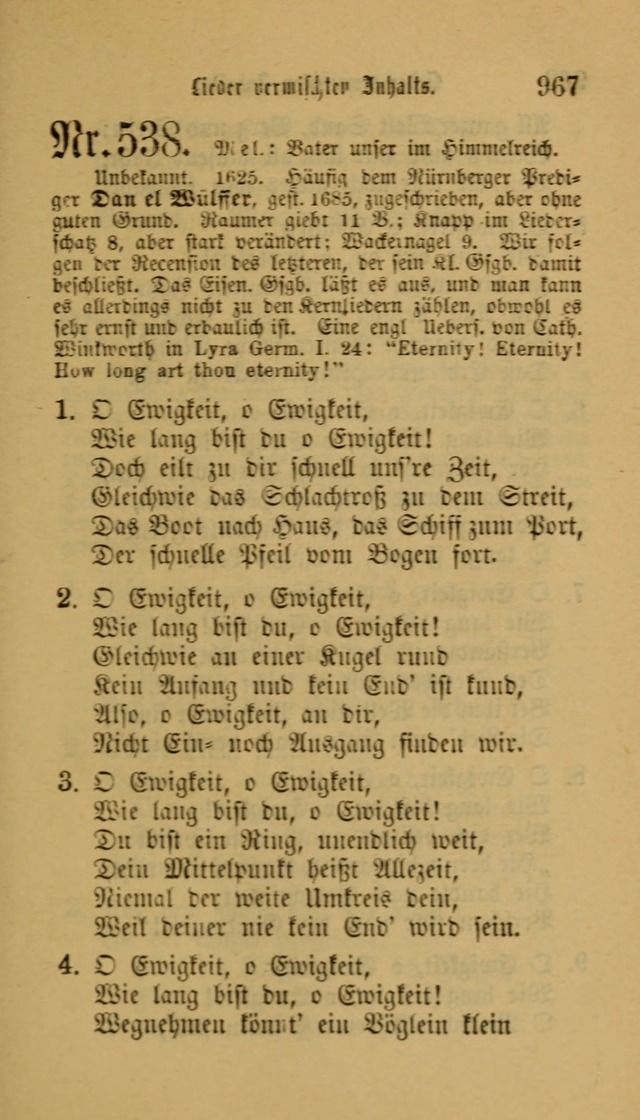 Deutsches Gesangbuch: eine auswahl geistlicher Lieder aus allen Zeiten der Christlichen Kirche für kirchliche und häusliche Gebrauch (Neue, verb. und verm. Aufl) page 969