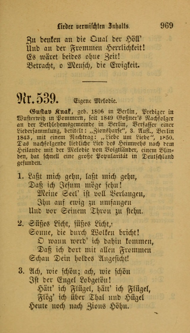 Deutsches Gesangbuch: eine auswahl geistlicher Lieder aus allen Zeiten der Christlichen Kirche für kirchliche und häusliche Gebrauch (Neue, verb. und verm. Aufl) page 971