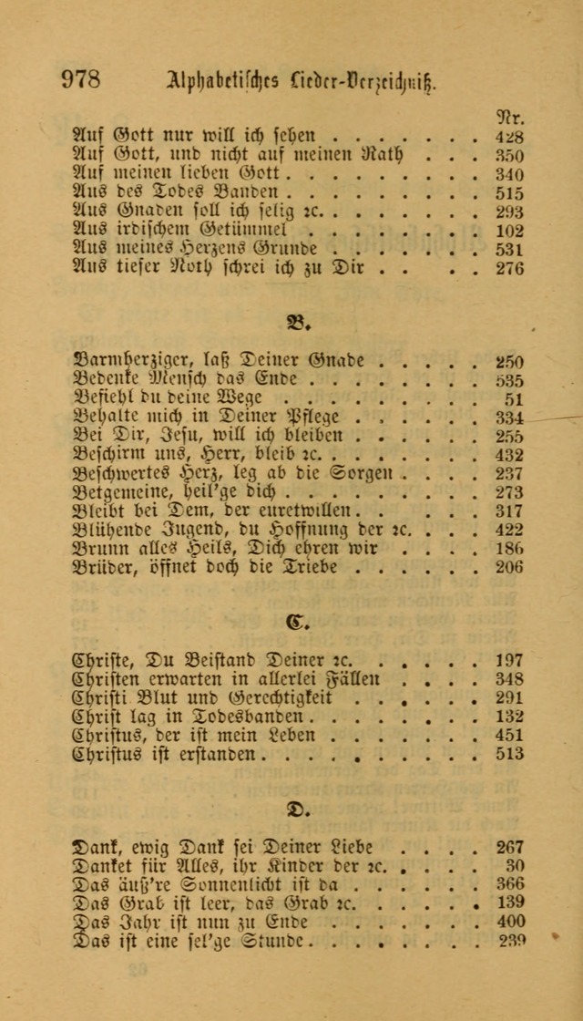 Deutsches Gesangbuch: eine auswahl geistlicher Lieder aus allen Zeiten der Christlichen Kirche für kirchliche und häusliche Gebrauch (Neue, verb. und verm. Aufl) page 980