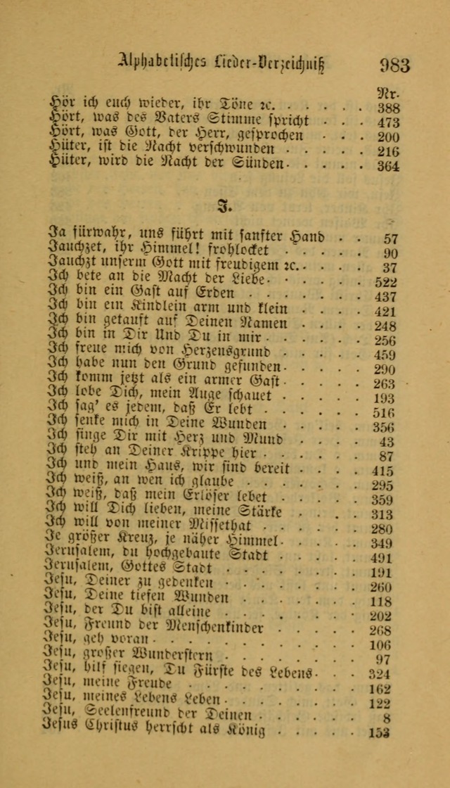 Deutsches Gesangbuch: eine auswahl geistlicher Lieder aus allen Zeiten der Christlichen Kirche für kirchliche und häusliche Gebrauch (Neue, verb. und verm. Aufl) page 985