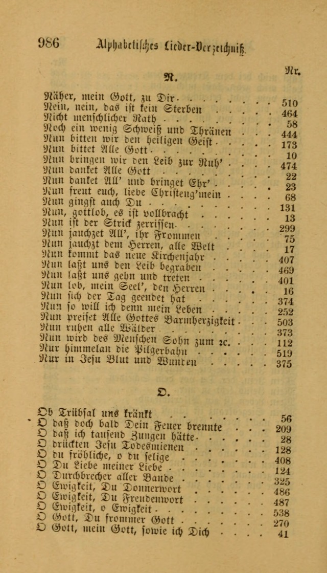 Deutsches Gesangbuch: eine auswahl geistlicher Lieder aus allen Zeiten der Christlichen Kirche für kirchliche und häusliche Gebrauch (Neue, verb. und verm. Aufl) page 988