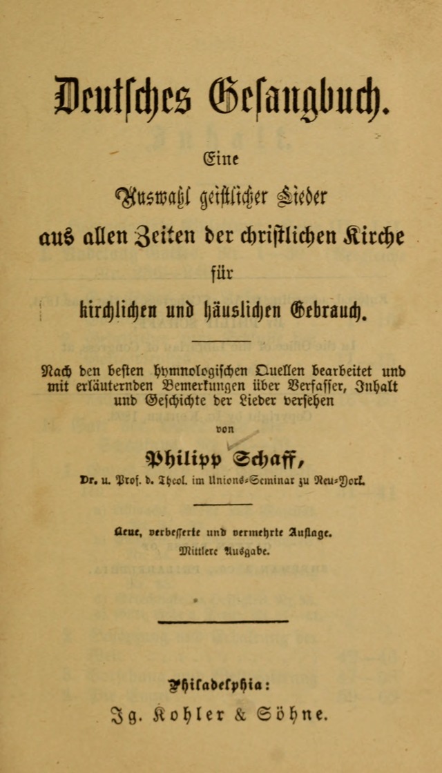 Deutsches Gesangbuch: eine auswahl geistlicher Lieder aus allen Zeiten der Christlichen Kirche für kirchliche und häusliche Gebrauch (Neue, verb. und verm. Aufl) page vii