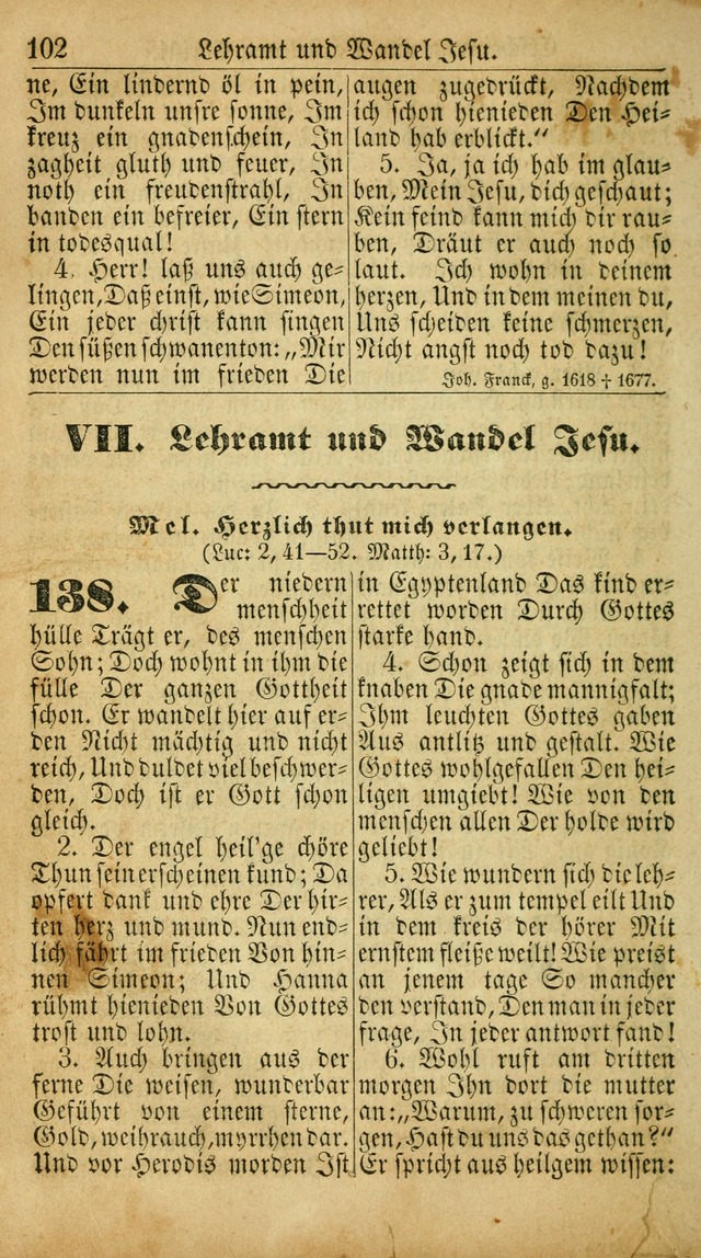 Deutsches Gesangbuch für die Evangelisch-Luterische Kirche in den Vereinigten Staaten: herausgegeben mit kirchlicher Genehmigung  page 102