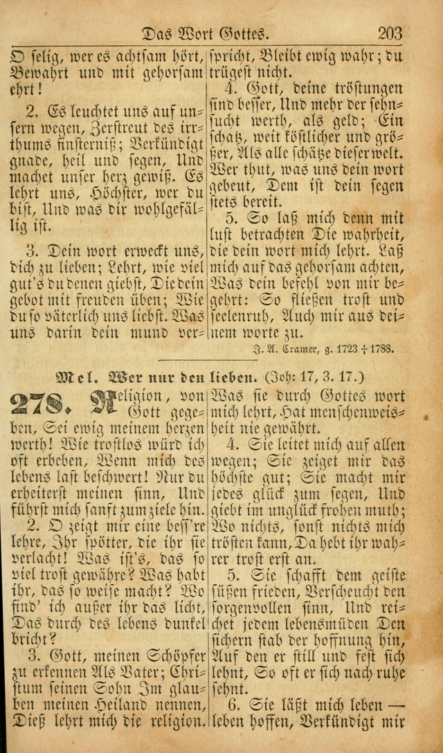 Deutsches Gesangbuch für die Evangelisch-Luterische Kirche in den Vereinigten Staaten: herausgegeben mit kirchlicher Genehmigung  page 203