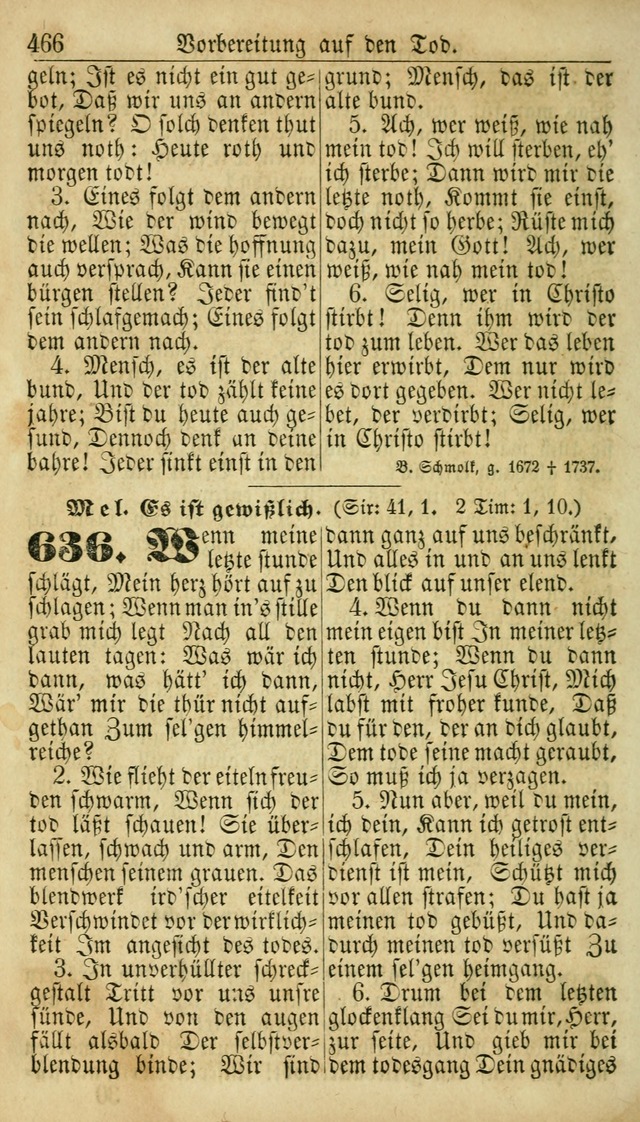 Deutsches Gesangbuch für die Evangelisch-Luterische Kirche in den Vereinigten Staaten: herausgegeben mit kirchlicher Genehmigung  page 466