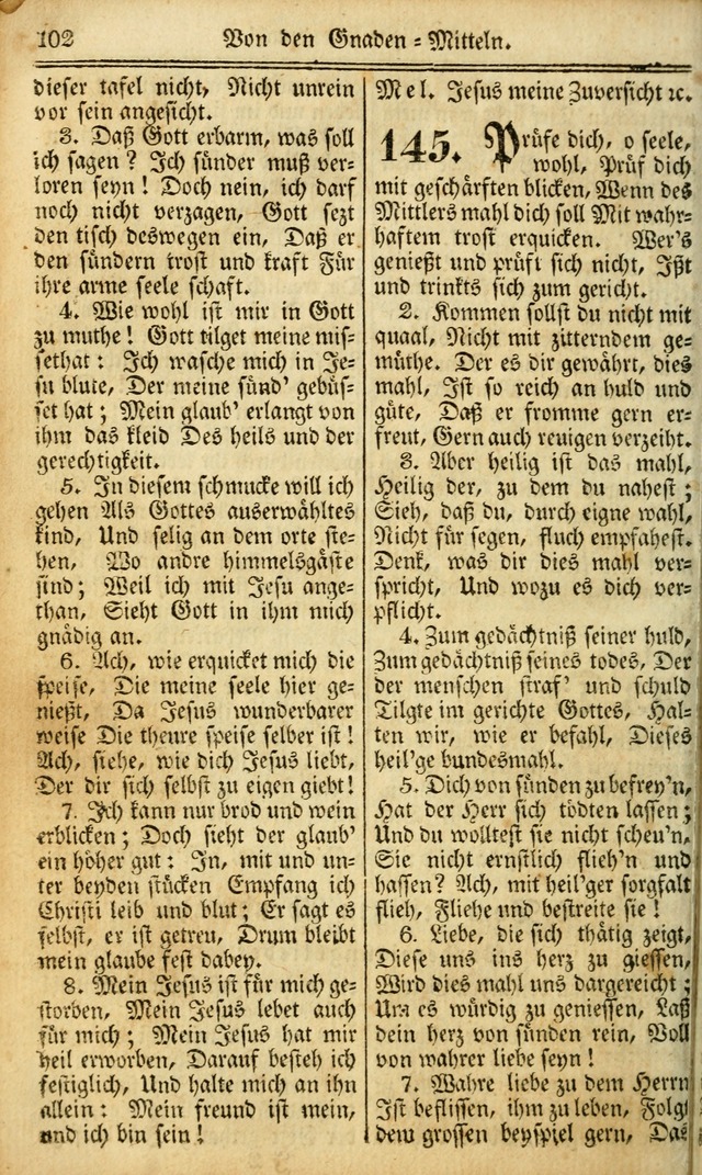 Das Gemeinschaftliche Gesangbuch: zum gottesdienstlichen Gebrauch der Lutherischen und Reformirten Gemeinden in Nord-America. (1st.. Aufl) page 102