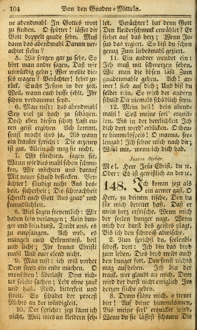 Das Gemeinschaftliche Gesangbuch: zum gottesdienstlichen Gebrauch der Lutherischen und Reformirten Gemeinden in Nord-America. (1st.. Aufl) page 104