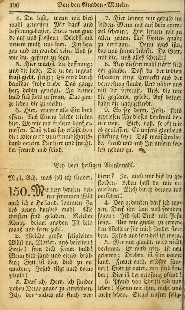 Das Gemeinschaftliche Gesangbuch: zum gottesdienstlichen Gebrauch der Lutherischen und Reformirten Gemeinden in Nord-America. (1st.. Aufl) page 106