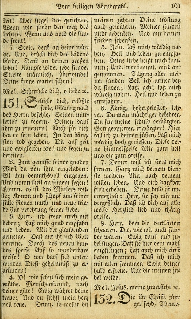 Das Gemeinschaftliche Gesangbuch: zum gottesdienstlichen Gebrauch der Lutherischen und Reformirten Gemeinden in Nord-America. (1st.. Aufl) page 107