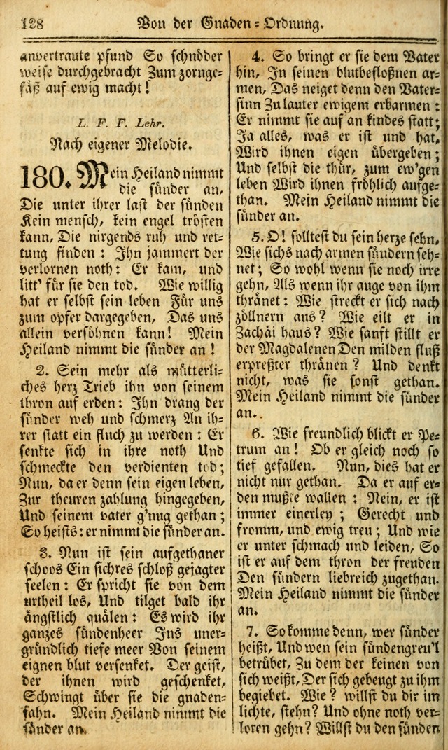 Das Gemeinschaftliche Gesangbuch: zum gottesdienstlichen Gebrauch der Lutherischen und Reformirten Gemeinden in Nord-America. (1st.. Aufl) page 128