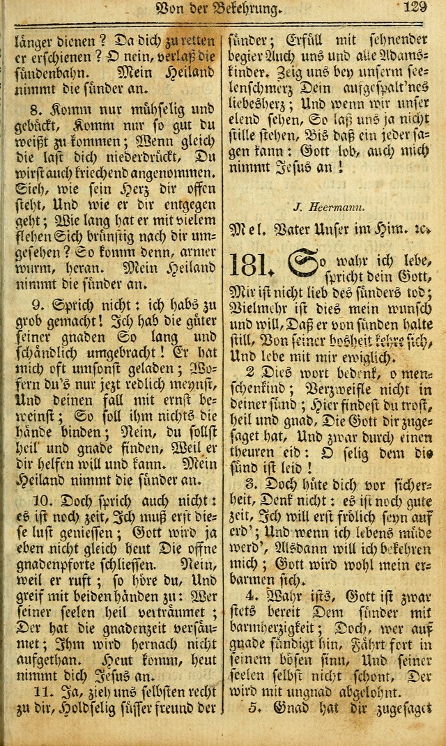 Das Gemeinschaftliche Gesangbuch: zum gottesdienstlichen Gebrauch der Lutherischen und Reformirten Gemeinden in Nord-America. (1st.. Aufl) page 129