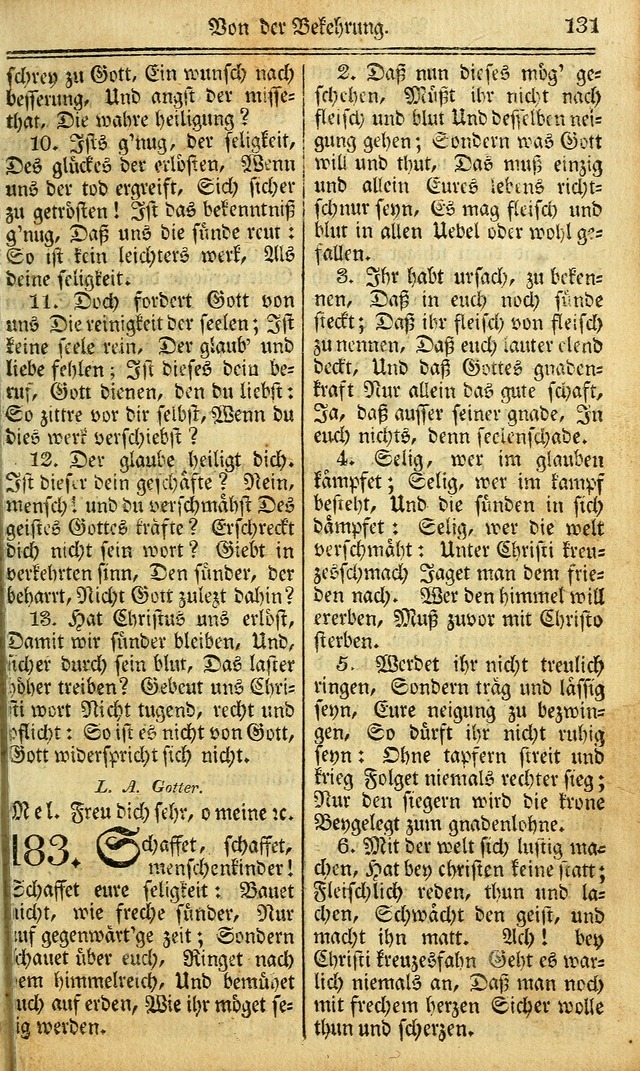 Das Gemeinschaftliche Gesangbuch: zum gottesdienstlichen Gebrauch der Lutherischen und Reformirten Gemeinden in Nord-America. (1st.. Aufl) page 131