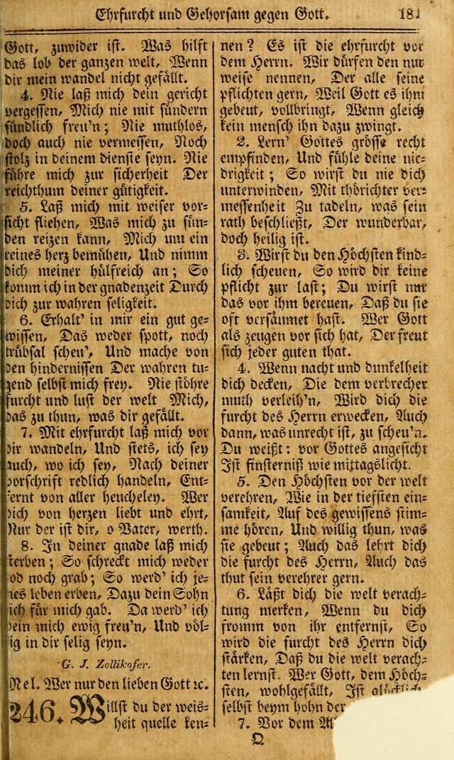 Das Gemeinschaftliche Gesangbuch: zum gottesdienstlichen Gebrauch der Lutherischen und Reformirten Gemeinden in Nord-America. (1st.. Aufl) page 181