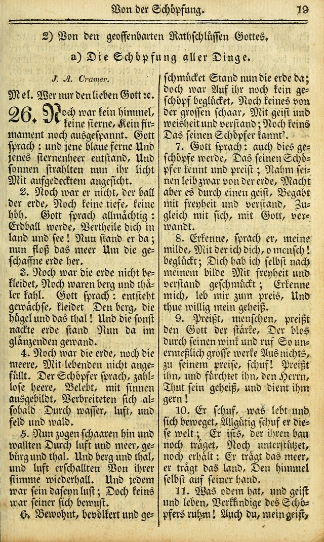 Das Gemeinschaftliche Gesangbuch: zum gottesdienstlichen Gebrauch der Lutherischen und Reformirten Gemeinden in Nord-America. (1st.. Aufl) page 19