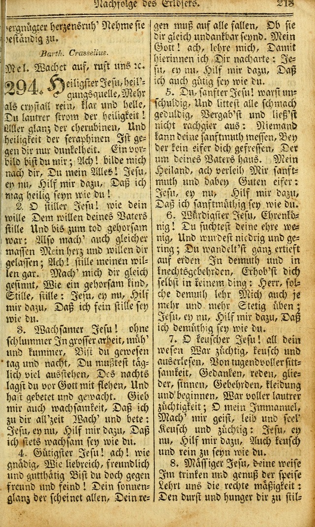 Das Gemeinschaftliche Gesangbuch: zum gottesdienstlichen Gebrauch der Lutherischen und Reformirten Gemeinden in Nord-America. (1st.. Aufl) page 213