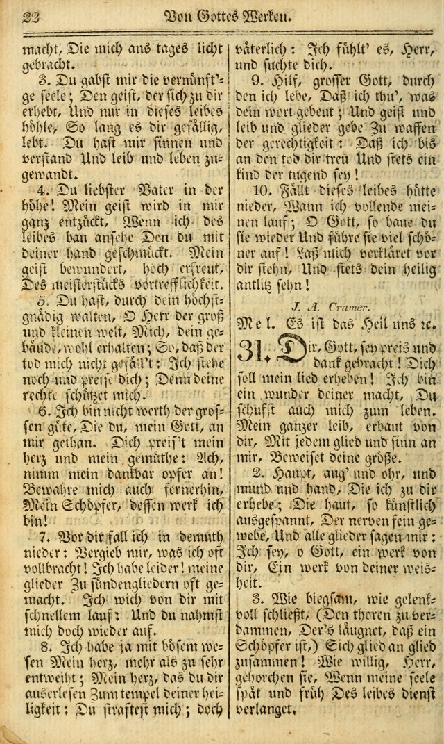 Das Gemeinschaftliche Gesangbuch: zum gottesdienstlichen Gebrauch der Lutherischen und Reformirten Gemeinden in Nord-America. (1st.. Aufl) page 22