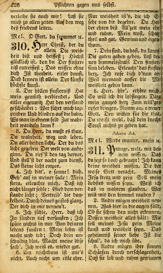 Das Gemeinschaftliche Gesangbuch: zum gottesdienstlichen Gebrauch der Lutherischen und Reformirten Gemeinden in Nord-America. (1st.. Aufl) page 226