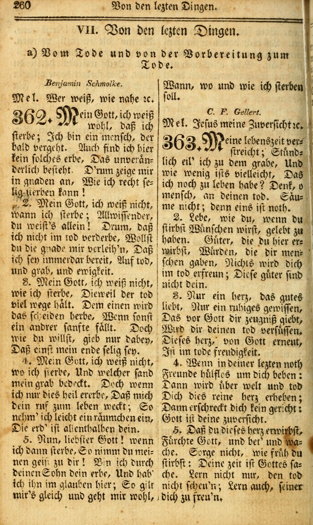 Das Gemeinschaftliche Gesangbuch: zum gottesdienstlichen Gebrauch der Lutherischen und Reformirten Gemeinden in Nord-America. (1st.. Aufl) page 260