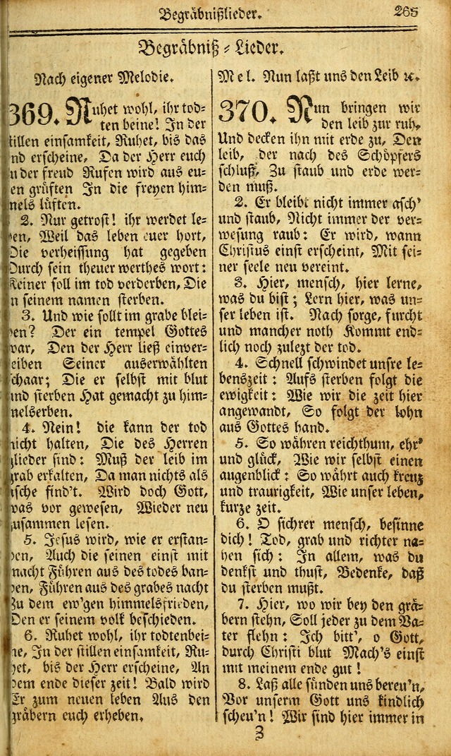 Das Gemeinschaftliche Gesangbuch: zum gottesdienstlichen Gebrauch der Lutherischen und Reformirten Gemeinden in Nord-America. (1st.. Aufl) page 265