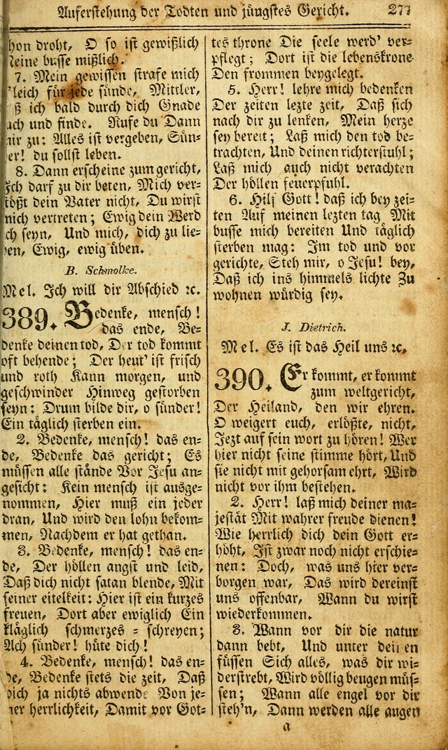 Das Gemeinschaftliche Gesangbuch: zum gottesdienstlichen Gebrauch der Lutherischen und Reformirten Gemeinden in Nord-America. (1st.. Aufl) page 277