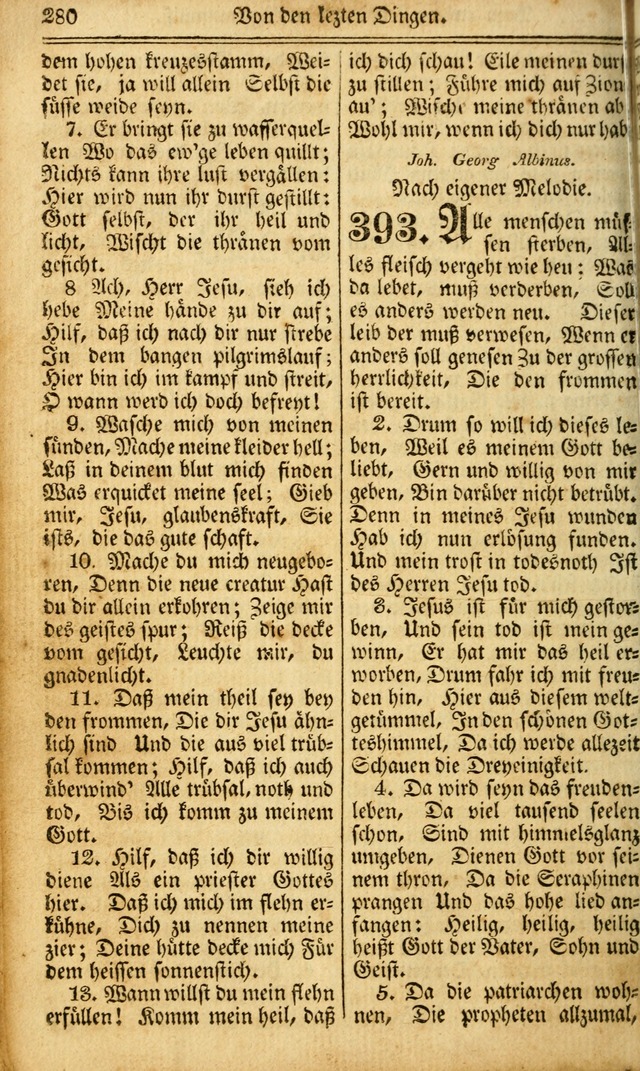 Das Gemeinschaftliche Gesangbuch: zum gottesdienstlichen Gebrauch der Lutherischen und Reformirten Gemeinden in Nord-America. (1st.. Aufl) page 280