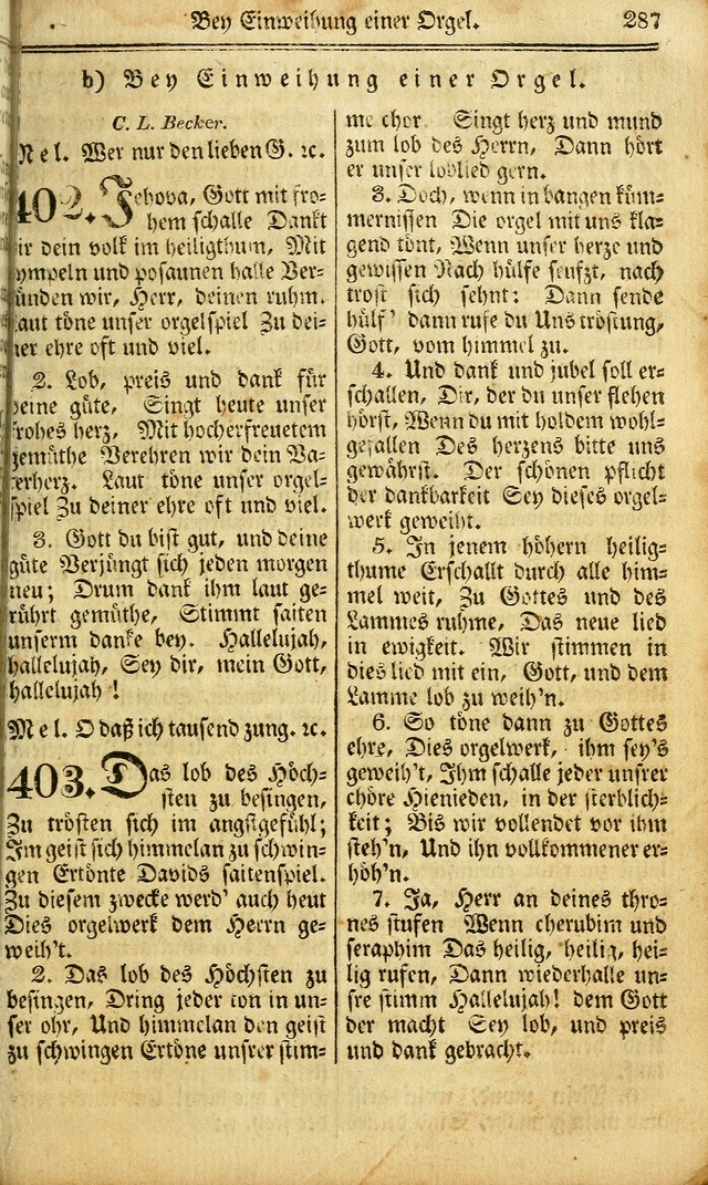 Das Gemeinschaftliche Gesangbuch: zum gottesdienstlichen Gebrauch der Lutherischen und Reformirten Gemeinden in Nord-America. (1st.. Aufl) page 287