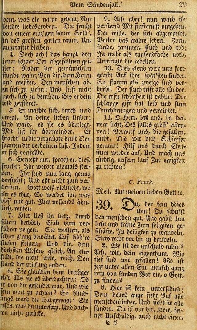 Das Gemeinschaftliche Gesangbuch: zum gottesdienstlichen Gebrauch der Lutherischen und Reformirten Gemeinden in Nord-America. (1st.. Aufl) page 29