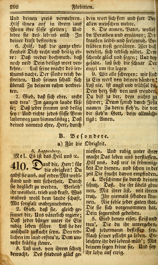 Das Gemeinschaftliche Gesangbuch: zum gottesdienstlichen Gebrauch der Lutherischen und Reformirten Gemeinden in Nord-America. (1st.. Aufl) page 292