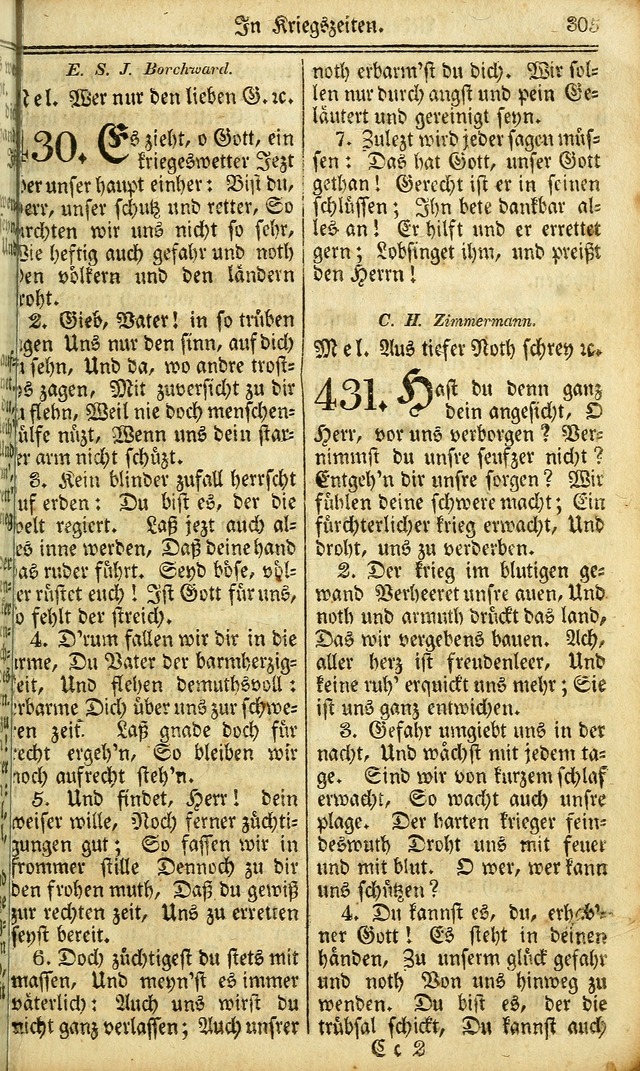 Das Gemeinschaftliche Gesangbuch: zum gottesdienstlichen Gebrauch der Lutherischen und Reformirten Gemeinden in Nord-America. (1st.. Aufl) page 305