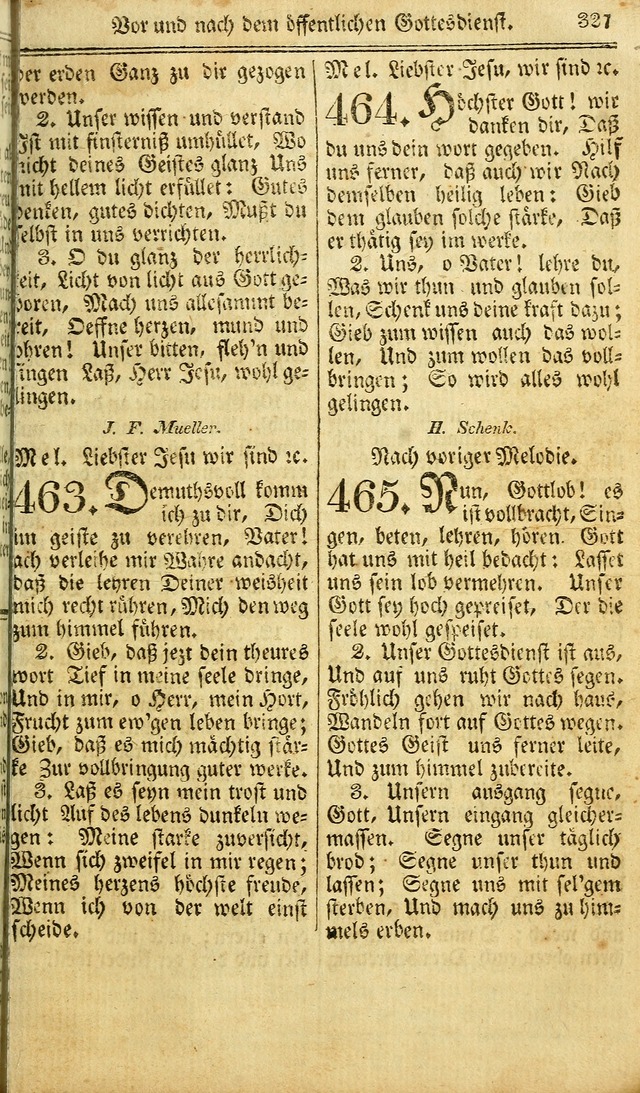 Das Gemeinschaftliche Gesangbuch: zum gottesdienstlichen Gebrauch der Lutherischen und Reformirten Gemeinden in Nord-America. (1st.. Aufl) page 327