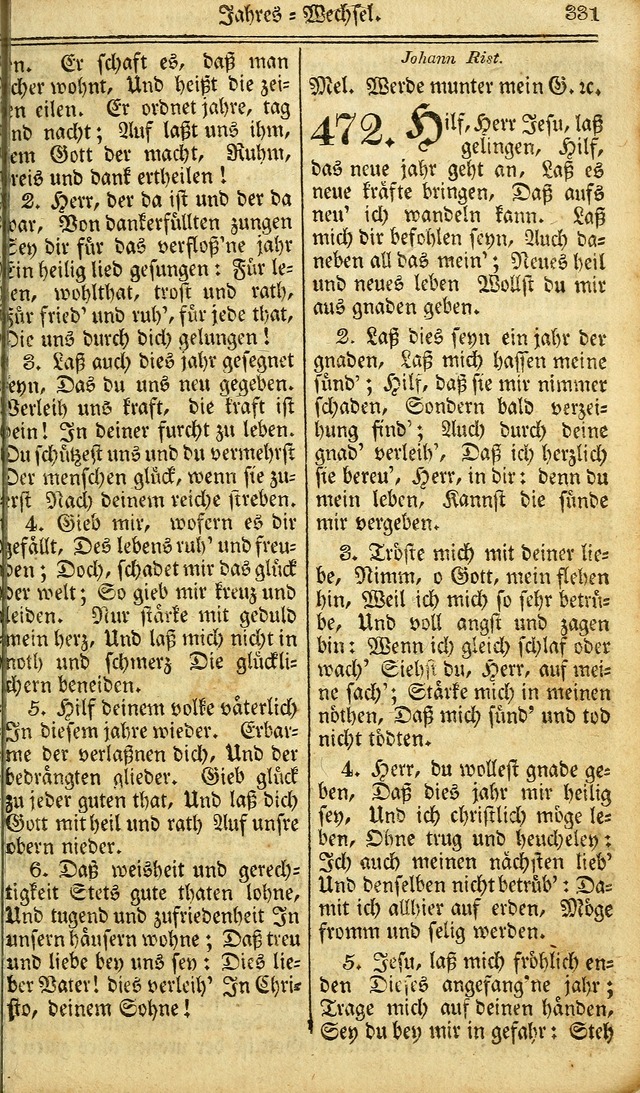 Das Gemeinschaftliche Gesangbuch: zum gottesdienstlichen Gebrauch der Lutherischen und Reformirten Gemeinden in Nord-America. (1st.. Aufl) page 331