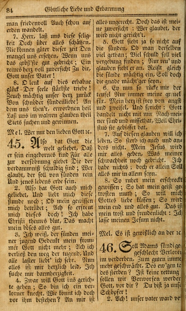 Das Gemeinschaftliche Gesangbuch: zum gottesdienstlichen Gebrauch der Lutherischen und Reformirten Gemeinden in Nord-America. (1st.. Aufl) page 34