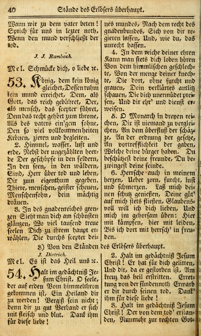 Das Gemeinschaftliche Gesangbuch: zum gottesdienstlichen Gebrauch der Lutherischen und Reformirten Gemeinden in Nord-America. (1st.. Aufl) page 40