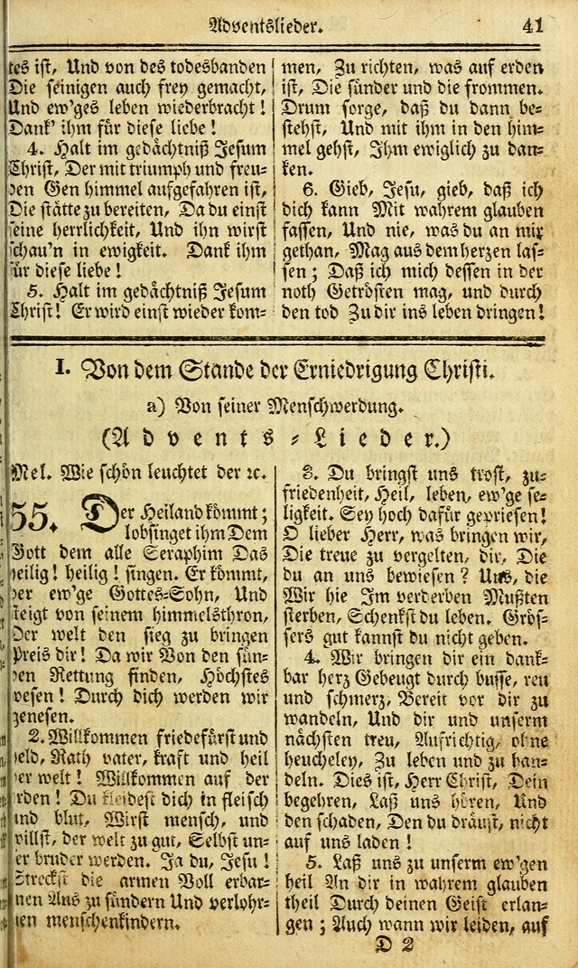 Das Gemeinschaftliche Gesangbuch: zum gottesdienstlichen Gebrauch der Lutherischen und Reformirten Gemeinden in Nord-America. (1st.. Aufl) page 41