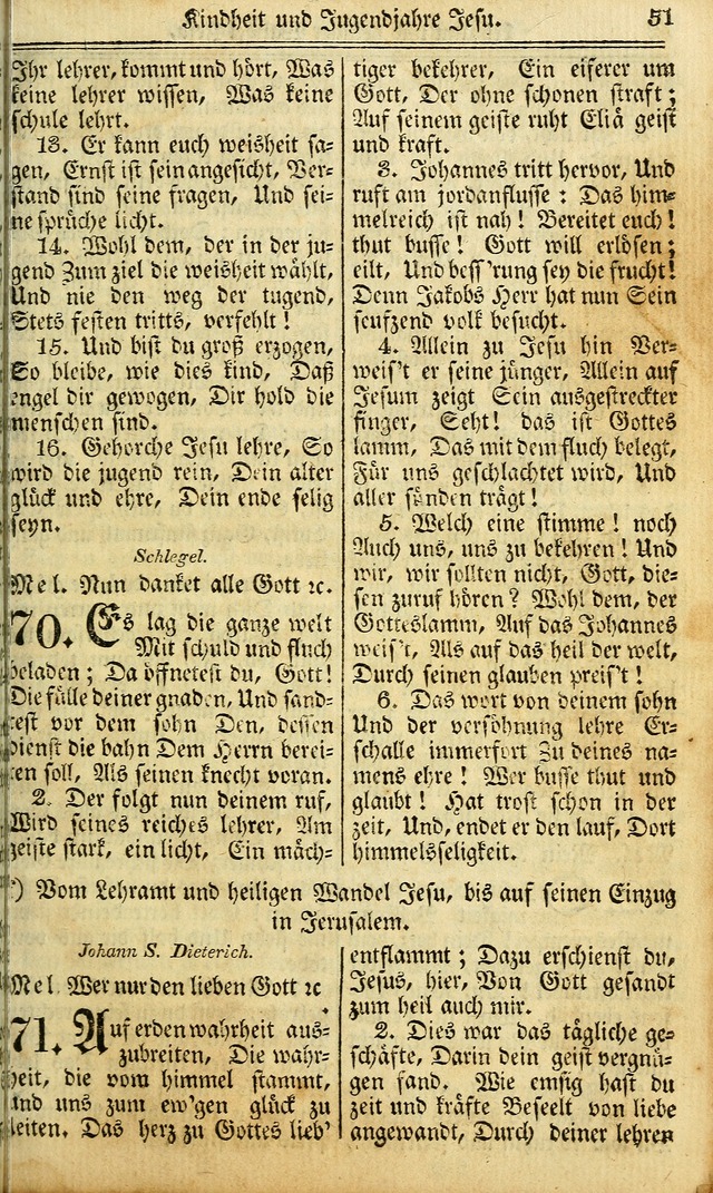 Das Gemeinschaftliche Gesangbuch: zum gottesdienstlichen Gebrauch der Lutherischen und Reformirten Gemeinden in Nord-America. (1st.. Aufl) page 51