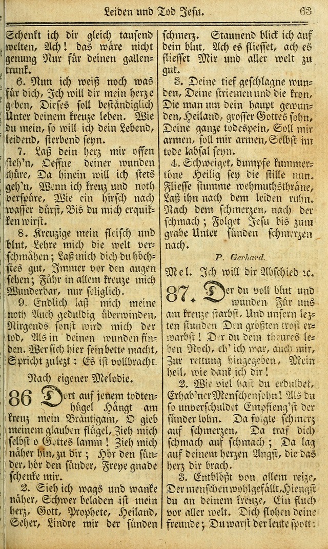 Das Gemeinschaftliche Gesangbuch: zum gottesdienstlichen Gebrauch der Lutherischen und Reformirten Gemeinden in Nord-America. (1st.. Aufl) page 63