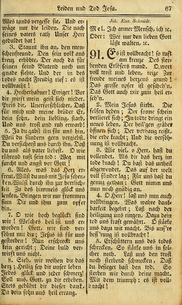 Das Gemeinschaftliche Gesangbuch: zum gottesdienstlichen Gebrauch der Lutherischen und Reformirten Gemeinden in Nord-America. (1st.. Aufl) page 67