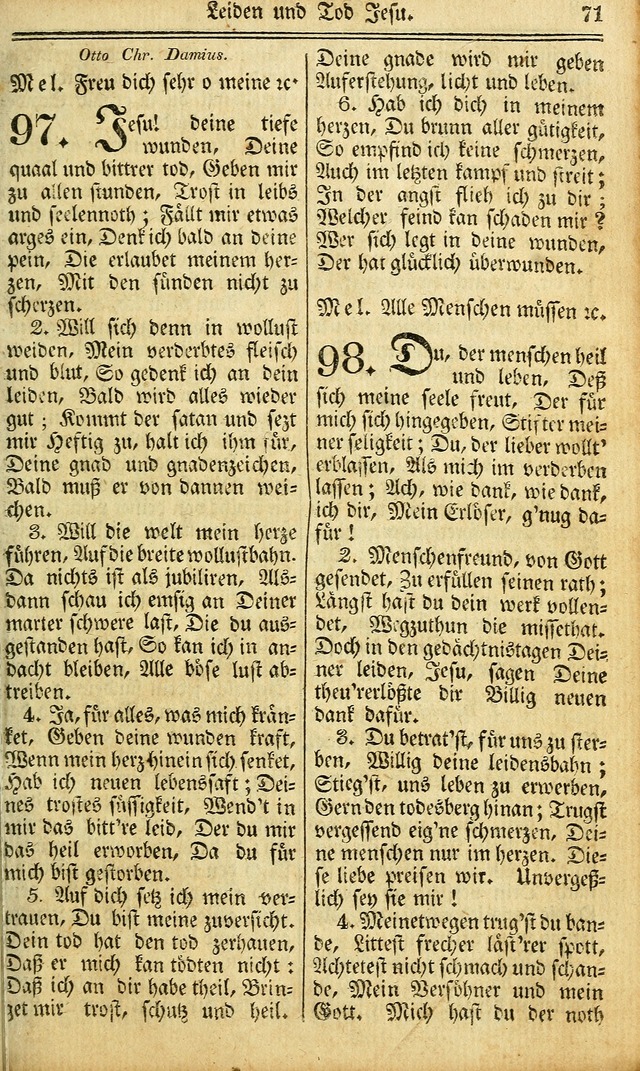 Das Gemeinschaftliche Gesangbuch: zum gottesdienstlichen Gebrauch der Lutherischen und Reformirten Gemeinden in Nord-America. (1st.. Aufl) page 71