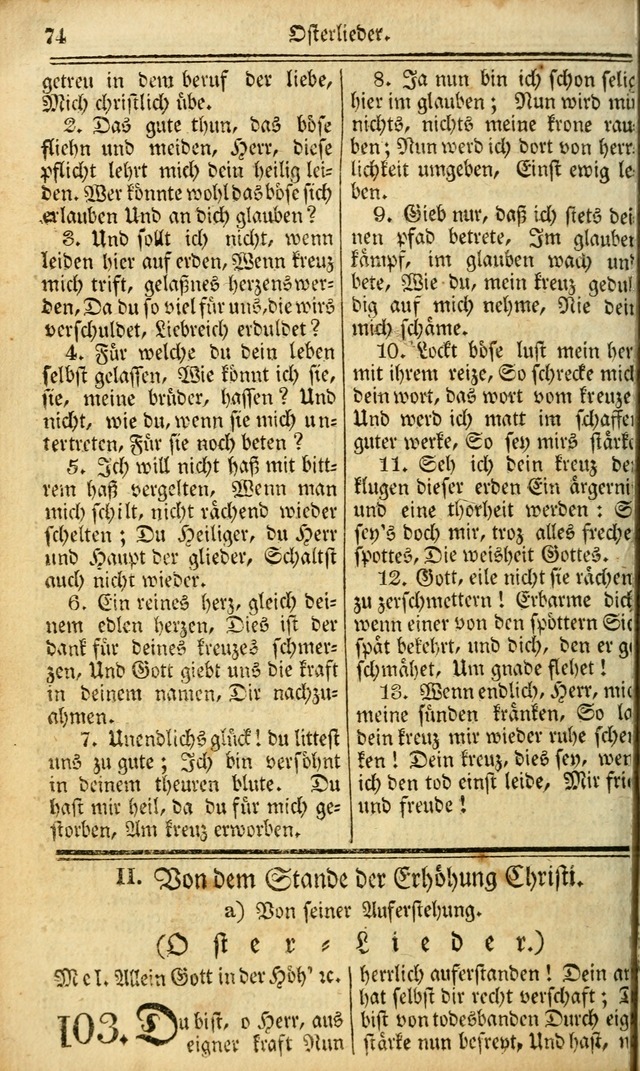 Das Gemeinschaftliche Gesangbuch: zum gottesdienstlichen Gebrauch der Lutherischen und Reformirten Gemeinden in Nord-America. (1st.. Aufl) page 74