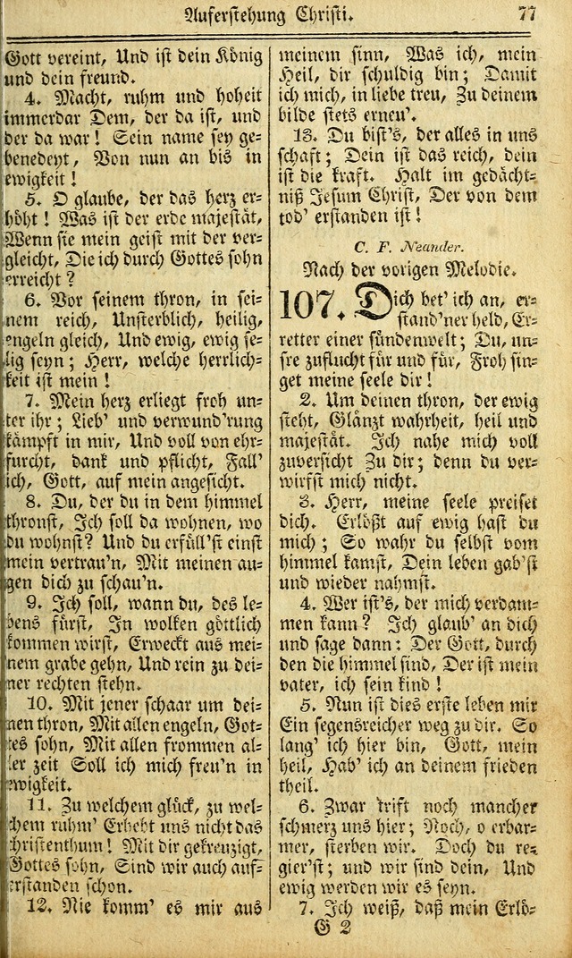 Das Gemeinschaftliche Gesangbuch: zum gottesdienstlichen Gebrauch der Lutherischen und Reformirten Gemeinden in Nord-America. (1st.. Aufl) page 77