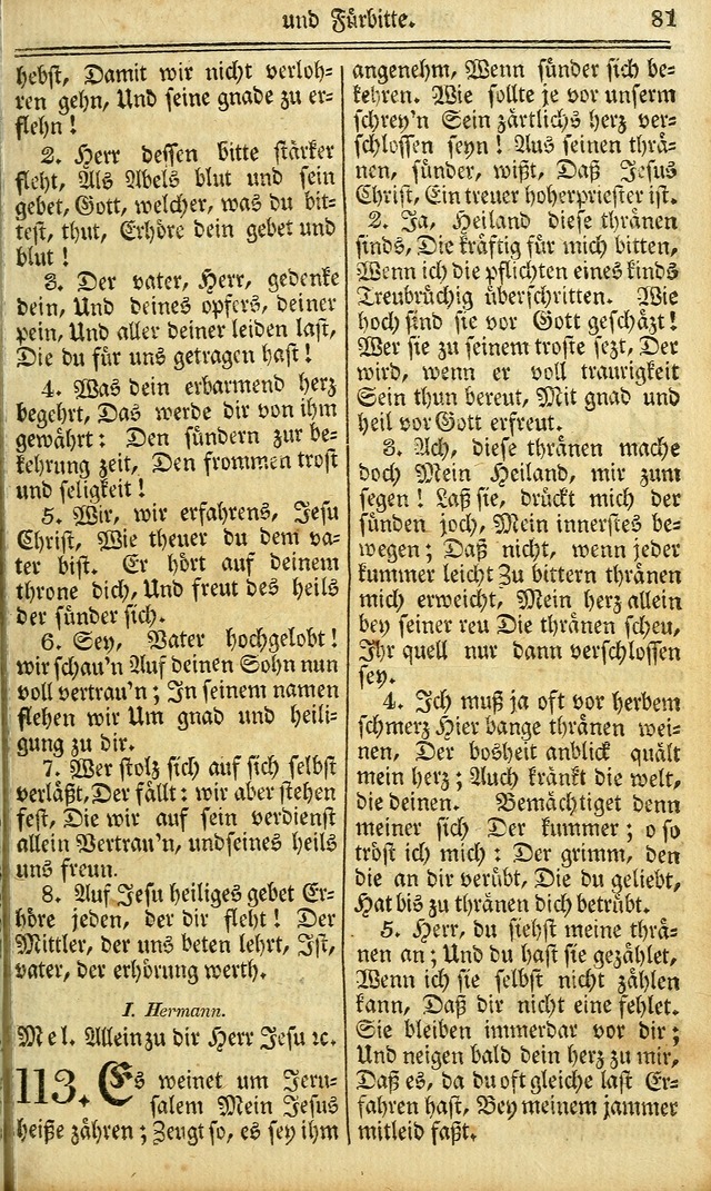 Das Gemeinschaftliche Gesangbuch: zum gottesdienstlichen Gebrauch der Lutherischen und Reformirten Gemeinden in Nord-America. (1st.. Aufl) page 81