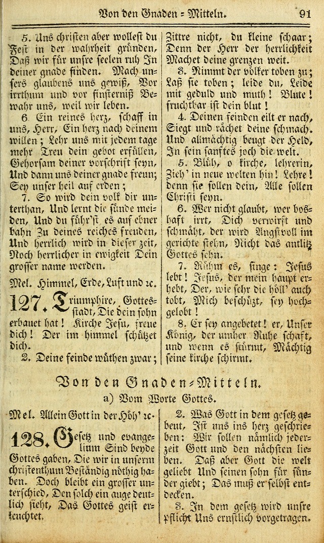 Das Gemeinschaftliche Gesangbuch: zum gottesdienstlichen Gebrauch der Lutherischen und Reformirten Gemeinden in Nord-America. (1st.. Aufl) page 91