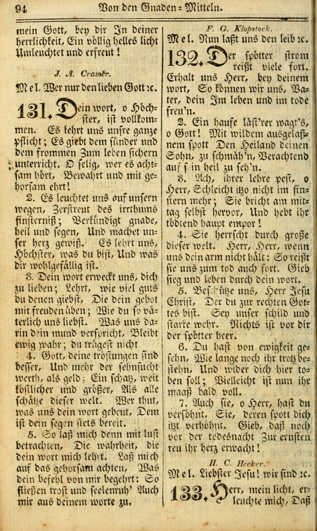 Das Gemeinschaftliche Gesangbuch: zum gottesdienstlichen Gebrauch der Lutherischen und Reformirten Gemeinden in Nord-America. (1st.. Aufl) page 94