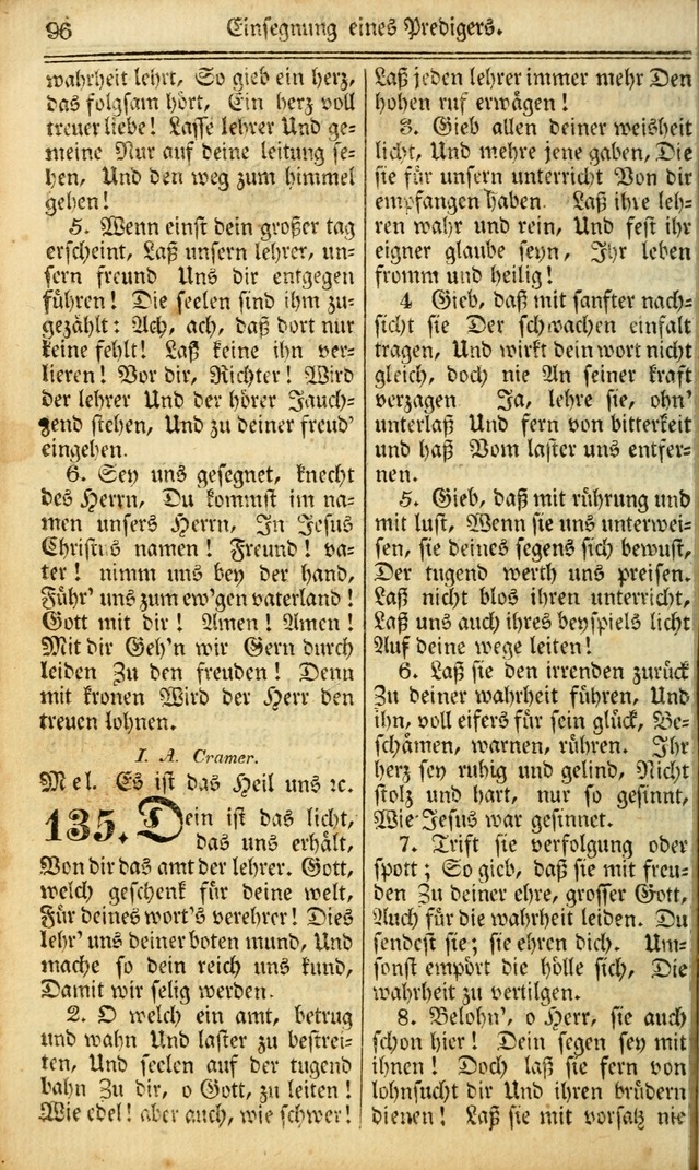 Das Gemeinschaftliche Gesangbuch: zum gottesdienstlichen Gebrauch der Lutherischen und Reformirten Gemeinden in Nord-America. (1st.. Aufl) page 96