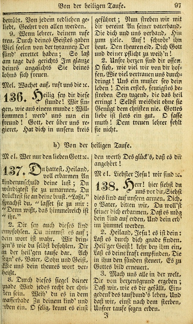 Das Gemeinschaftliche Gesangbuch: zum gottesdienstlichen Gebrauch der Lutherischen und Reformirten Gemeinden in Nord-America. (1st.. Aufl) page 97