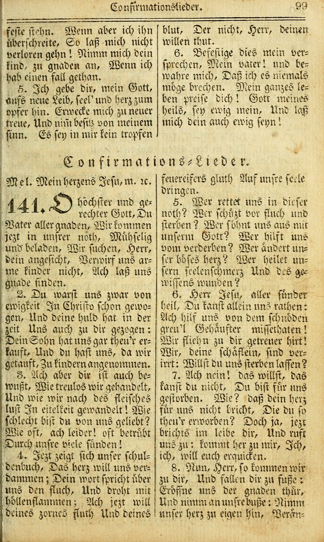 Das Gemeinschaftliche Gesangbuch: zum gottesdienstlichen Gebrauch der Lutherischen und Reformirten Gemeinden in Nord-America. (1st.. Aufl) page 99