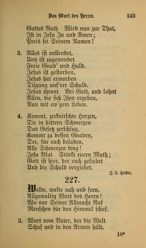 Die Glaubensharfe: Gesangbuch der deutschen Baptisten-Gemeinden. Herausgegeben auf Beschluß der Bundeskonferenz der Deutchen Baptisten-Gemeinden von America page 243