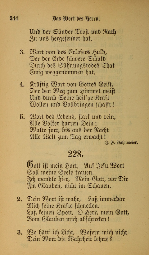 Die Glaubensharfe: Gesangbuch der deutschen Baptisten-Gemeinden. Herausgegeben auf Beschluß der Bundeskonferenz der Deutchen Baptisten-Gemeinden von America page 244