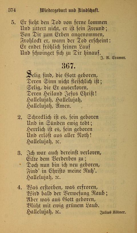 Die Glaubensharfe: Gesangbuch der deutschen Baptisten-Gemeinden. Herausgegeben auf Beschluß der Bundeskonferenz der Deutchen Baptisten-Gemeinden von America page 374